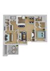 Keelers Corner Apartments Birch A 3D Floor Plan Keelers Corner Apartments Birch A 3D Floor Plan